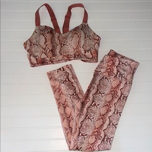 Victoria’s Secret Sport "On Point" matching activewear set in a pink snake print